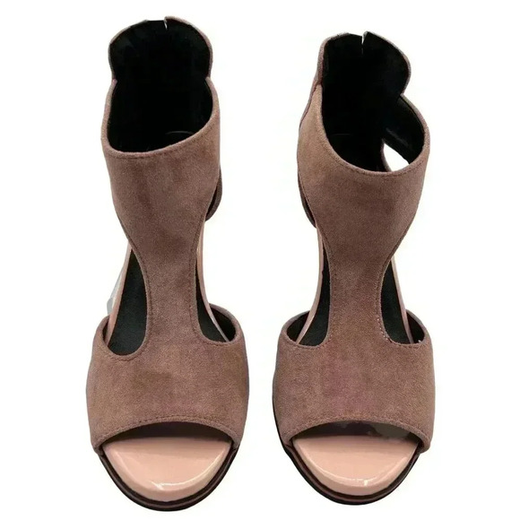 BUTITI NEW Women 8 Pink Cutout Peep-Toe Suede Pump Zip Closure Elegant Chic - Picture 3 of 14